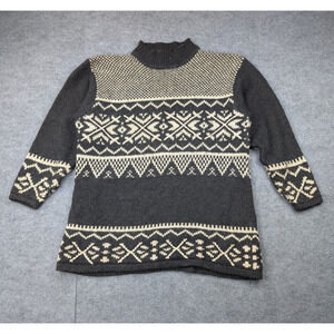 Vintage St Johns Bay Fair Isle Sweater Womens Large Tunic Wool Nordic Cottage